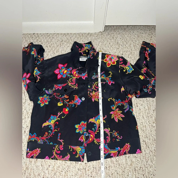 Maggy L Colorful Floral Women's Blazer silk size 4P - Picture 6 of 8